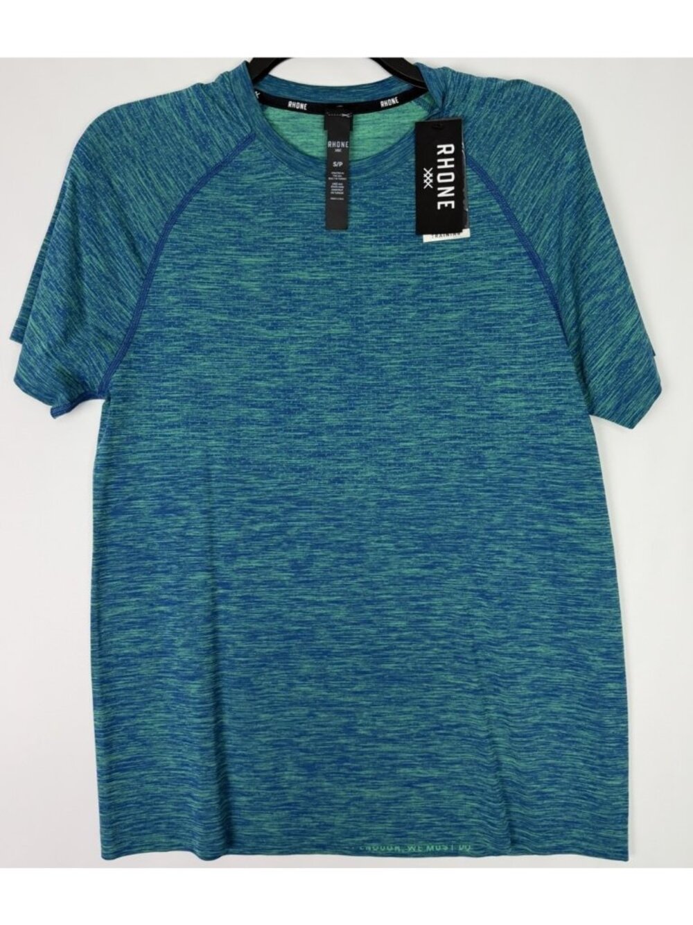 Rhone Swift Short Sleeve Shirt Men's Size S Blue Green Heather Seamless Tee NWT